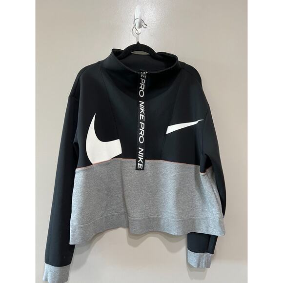 Nike Pro Get Fit Icon Clash Women's Fleece Half-Zip Pullover Cropped Plus 1X - Picture 1 of 5